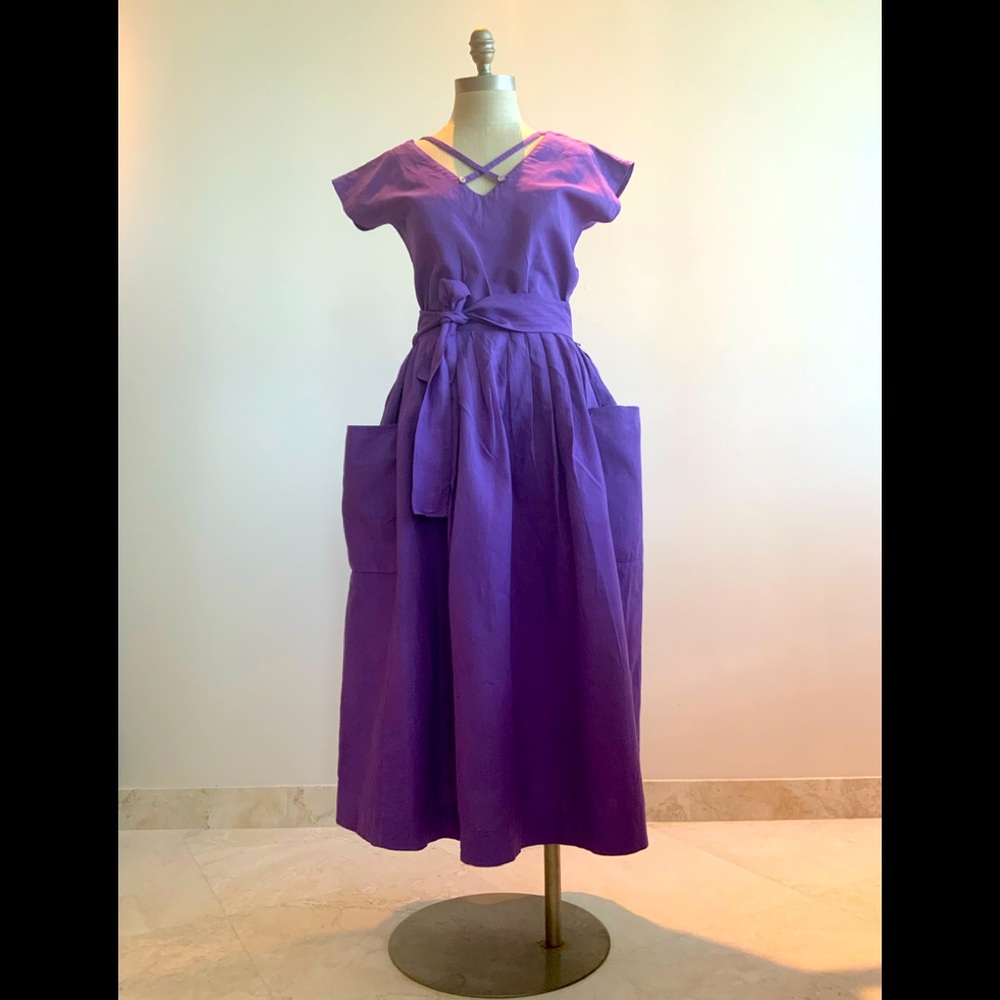 Flattering Regina Kravitz Linen Purple Dress sz 8